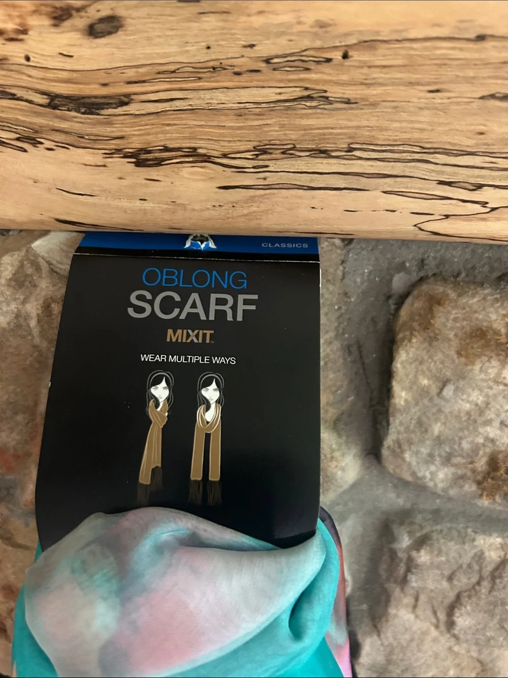 Mixit Teal and Floral Sheer Scarf Wrap